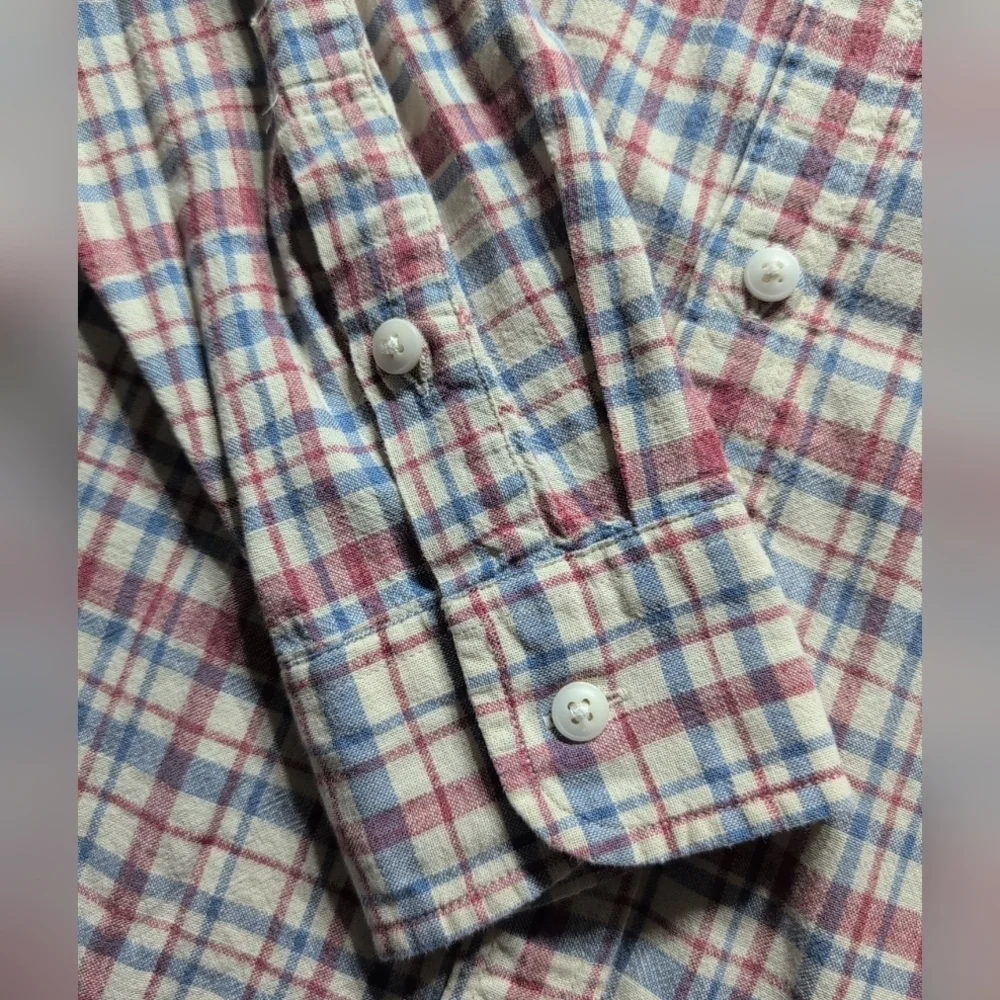 J. Crew Red and Blue Casual Button Down Shirt
